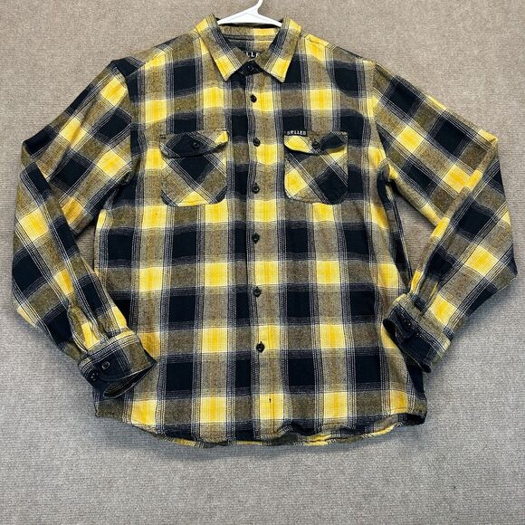 Sullen Other - Sullen Honey Flannel Shirt Men's M Long Sleeve Yellow Black Plaid Craft Collect